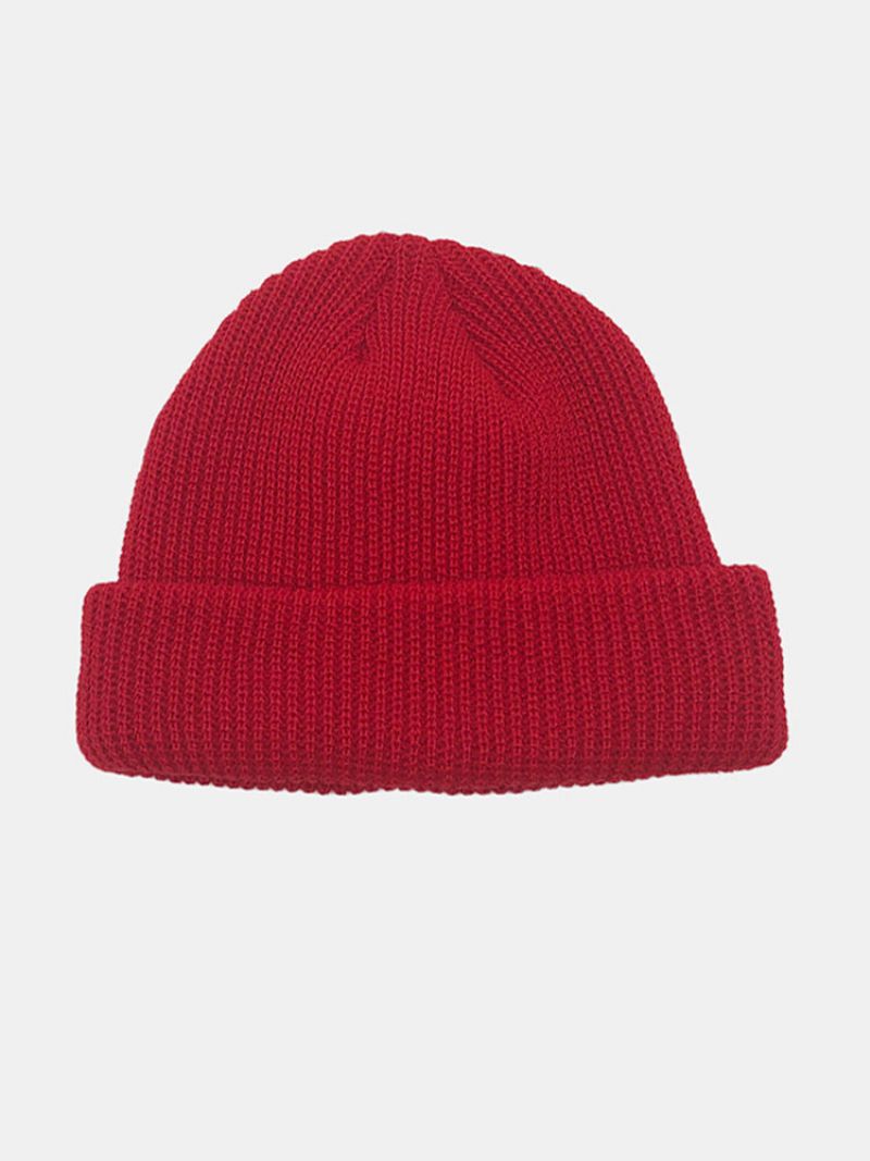 Unisex Jednobojna Pletena Vunena Kapa Skull Cap Kape