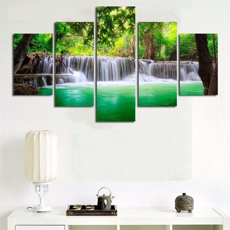 5pcs Waterfall Unframed Landscape Moderna Apstraktna Umjetnička Zidna Dekoracija