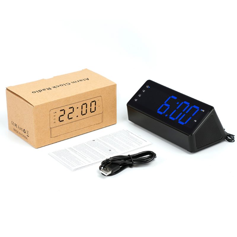 Radio Budilica 1.2 Inčni Led Zaslon Fm Glazba Sleep Timer Odgoda 2 Usb Punjenje Napajanje Pametnog Telefona Sat Zvučnik