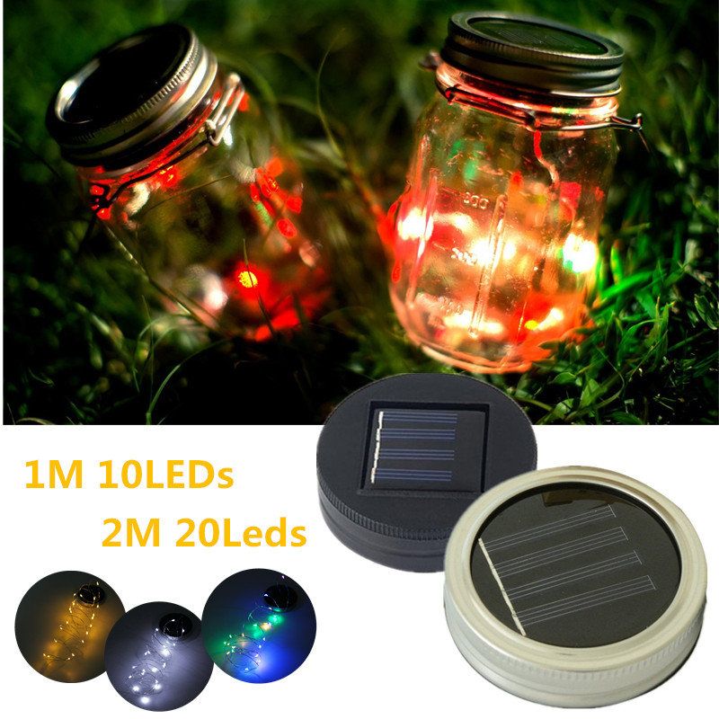 Solarna 2m 20leds Mason Jar Lid Fairy String Light Žičana Svjetiljka Za Uređenje Vrta