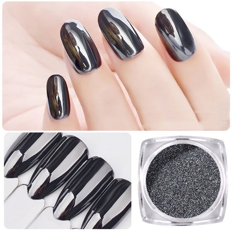 1g Magic Mirror Black Nail Glitter Powder Smooth Nails Art Chrome Pigment Dust Manicure Diy Decorati