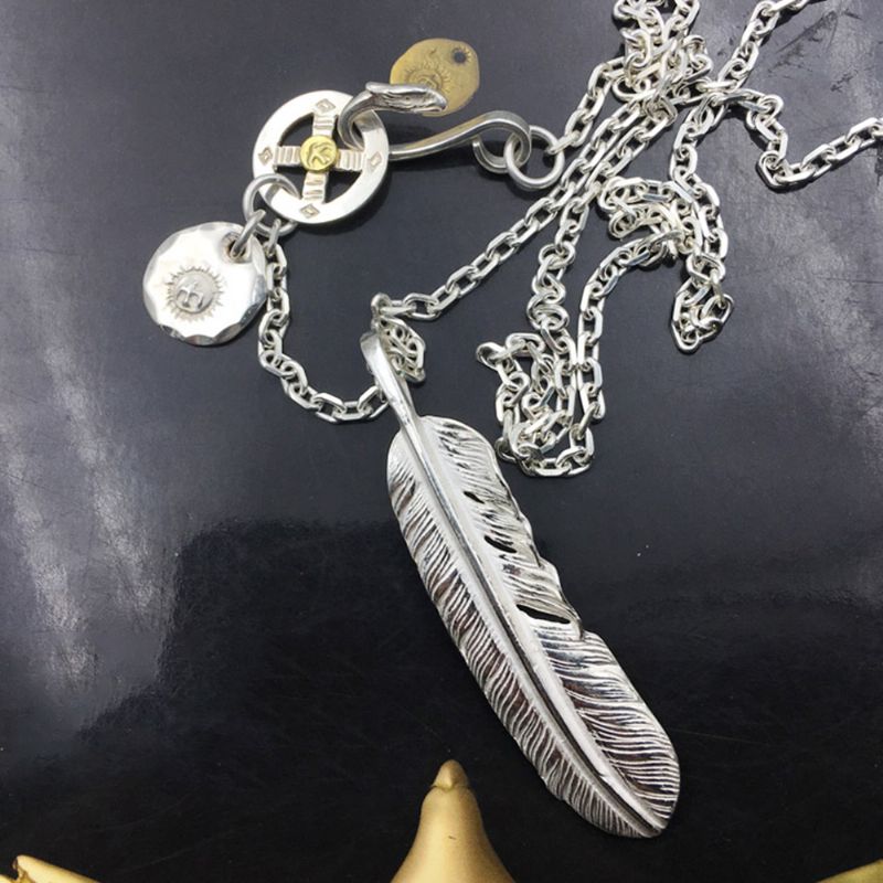 Goro Yishi Art Erosion Feather Ogrlica Sterling Silver Claw Privjesak Taijiao Lanac Izuzetan Modni Model Za Nakit