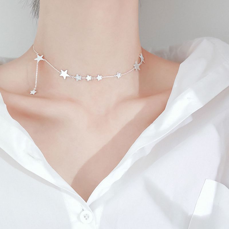 Lucky Star Choker Ogrlica Izvorni Ukrasi Od Sterlinga Sa Zvijezdom Od Sterling Srebra S925 Za Žene Djevojke