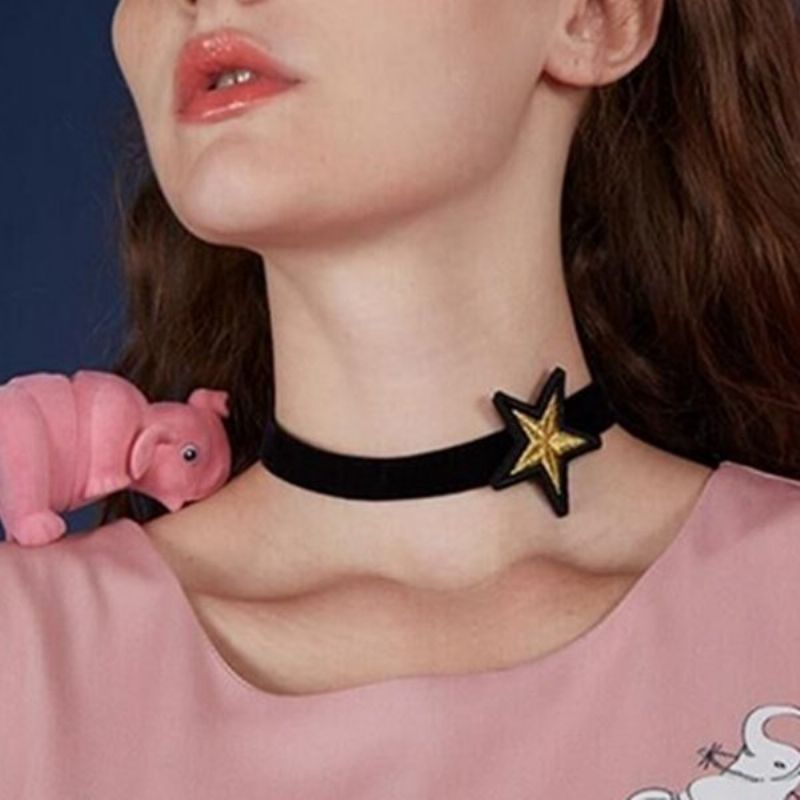 Punk Choker Ogrlica S Flanelskim Ovratnikom