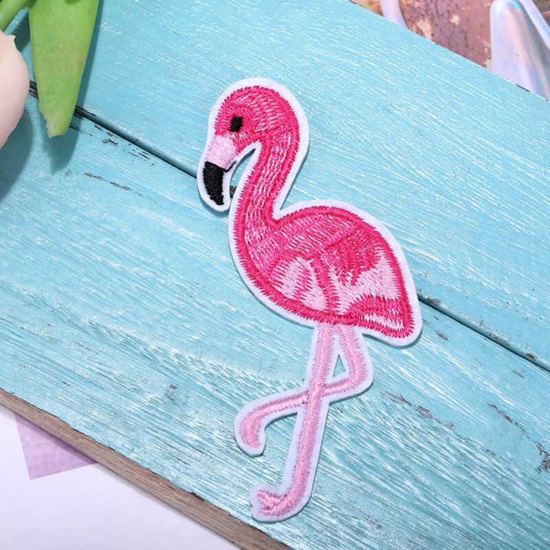 1 Kom Crveno-bijeli Vez Flamingo Tkanina Pasta / Diy Odjeća Ukrasi Dodaci Flaster