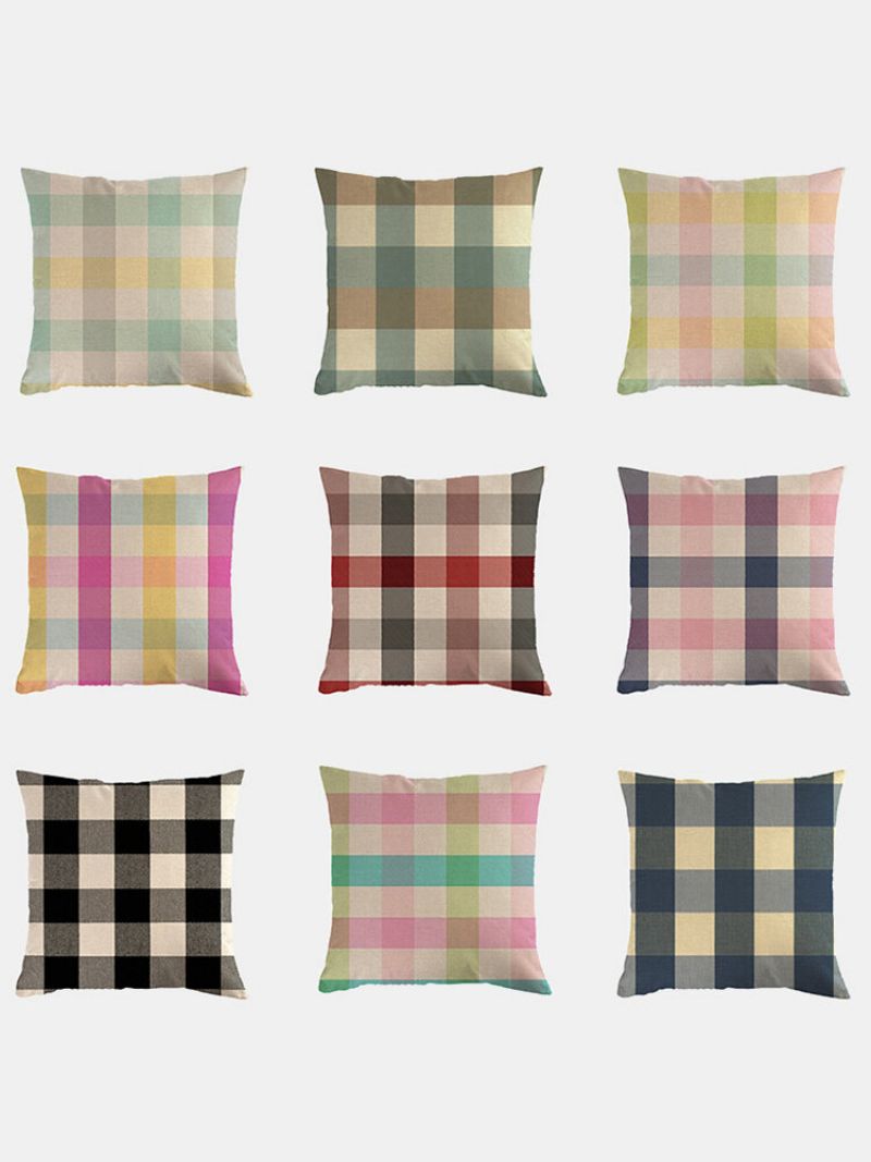 1 Kom. Seoska Kuća Buffalo Plaid Klasični Karirani Uzorak Lanena Jastučnica Kućna Sofa Art Decor Bacita