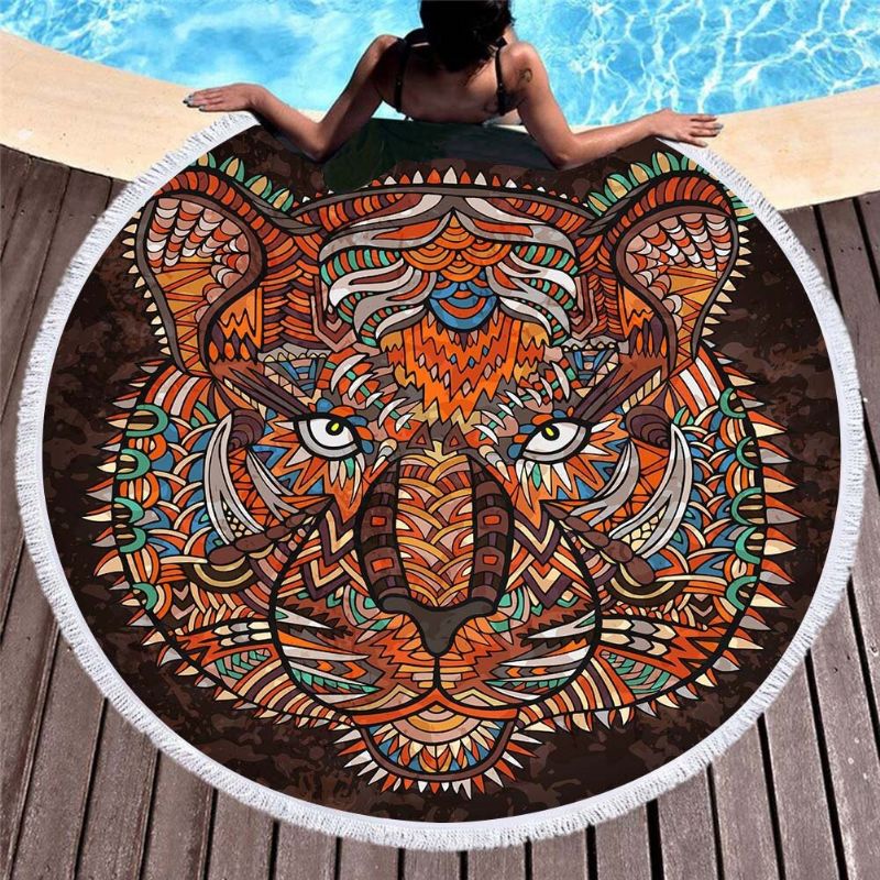 3d Totem Bohemian Mandala Printing Slonovi Ručnici Za Plažu Okrugli Oblik Od Mikrovlakana Pokrivač Za Piknik