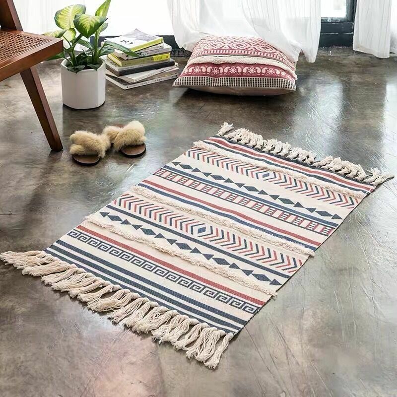 Bohemia Cotton & Lan Area Sag Podne Prostirke Pamučni Sag Moderni Nordic Geometric Tepih Home Tapetes Dekoracija Dnevne Sobe Podna Prostirka Otirači Za Vrata