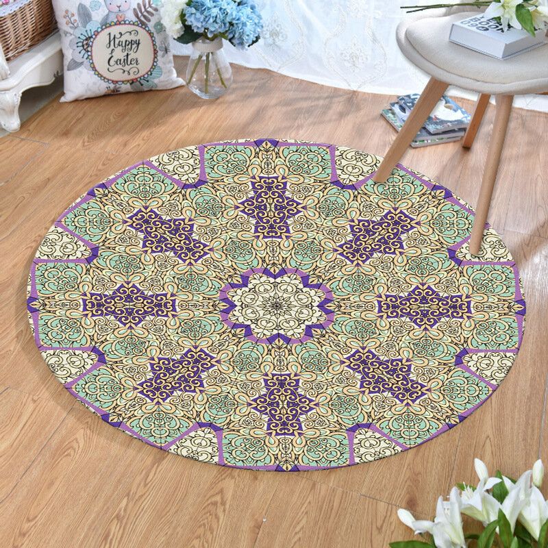 Starinska Turska Boemska Mandala Okrugli Tanki Ravni Tepih Tepisi Za Kućnu Spavaću Sobu Perivi Art Decor