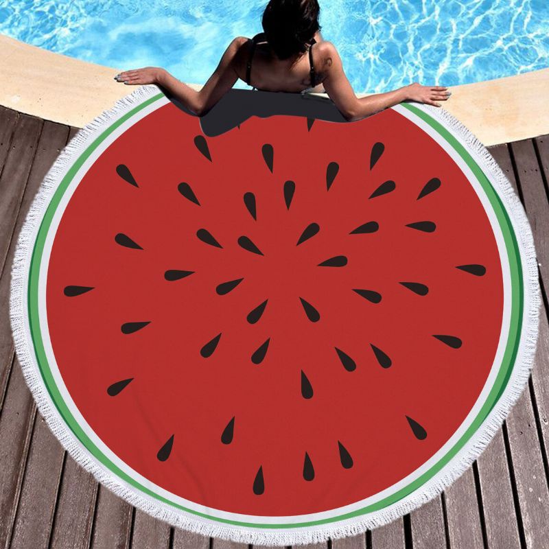 Svježe Voće Okrugli Pokrivač Za Ručnike Za Plažu Hawaii Hawaiian Tropical Large Microfiber Terry Roundie Beach Palm Circle Tepih Za Piknik Podloga Za Jogu S Resama