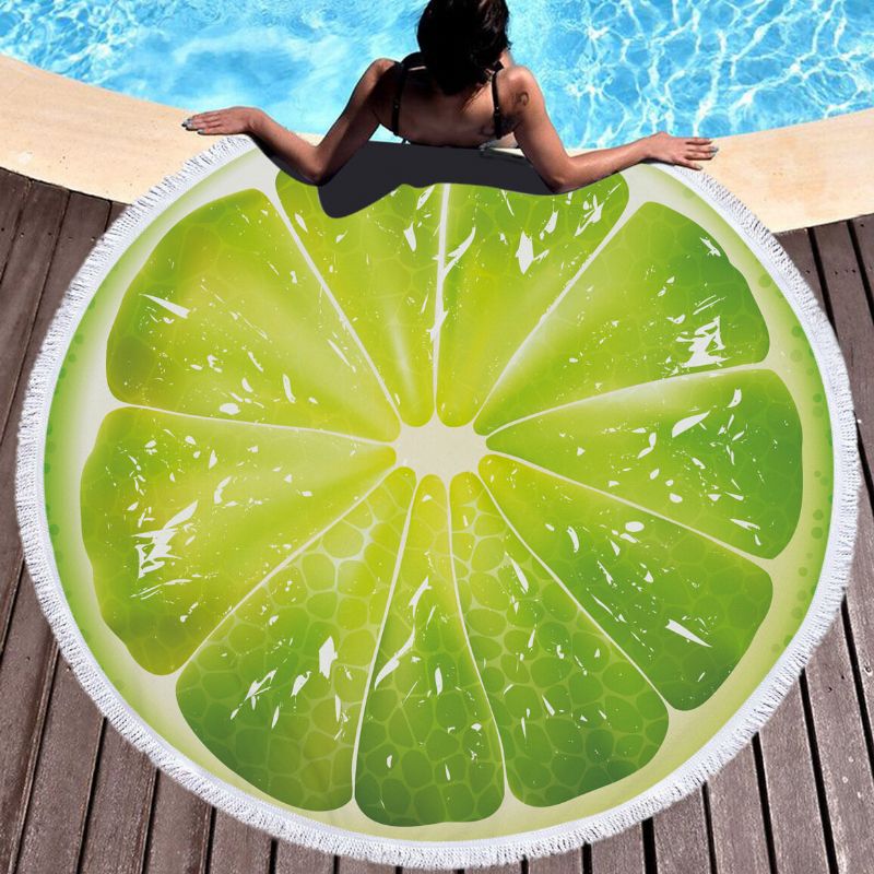 Svježe Voće Okrugli Pokrivač Za Ručnike Za Plažu Hawaii Hawaiian Tropical Large Microfiber Terry Roundie Beach Palm Circle Tepih Za Piknik Podloga Za Jogu S Resama