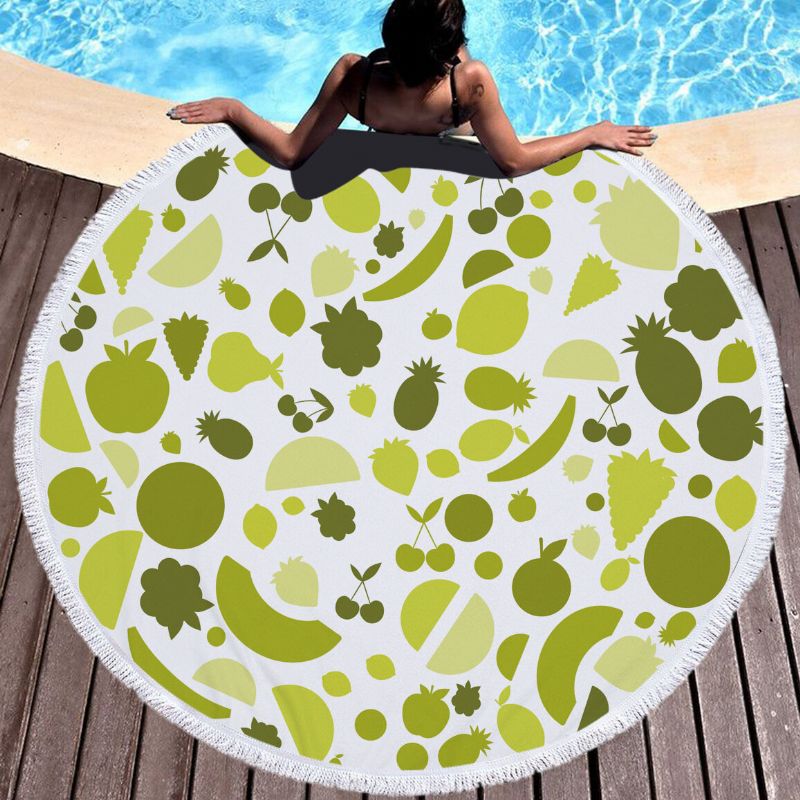 Svježe Voće Okrugli Pokrivač Za Ručnike Za Plažu Hawaii Hawaiian Tropical Large Microfiber Terry Roundie Beach Palm Circle Tepih Za Piknik Podloga Za Jogu S Resama