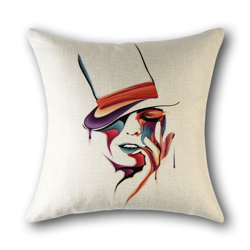 Umjetničko Žensko Joker Lice Lanena Pamučna Jastučnica Kućna Sofa Sjedalo Bacita Art Decor