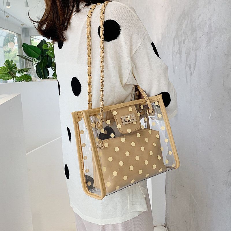 Jelly Transparent Packet Day Pearl Lock Chain Torba Nova Svježa Tote Bag Na Rame Messenger