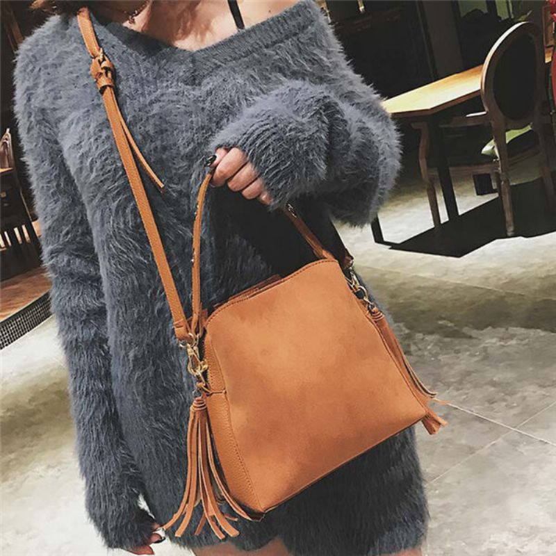 Tassel Bucket Bag Pu Kožna Torbica Torbe Na Rame Torba Preko Ramena Za Žene