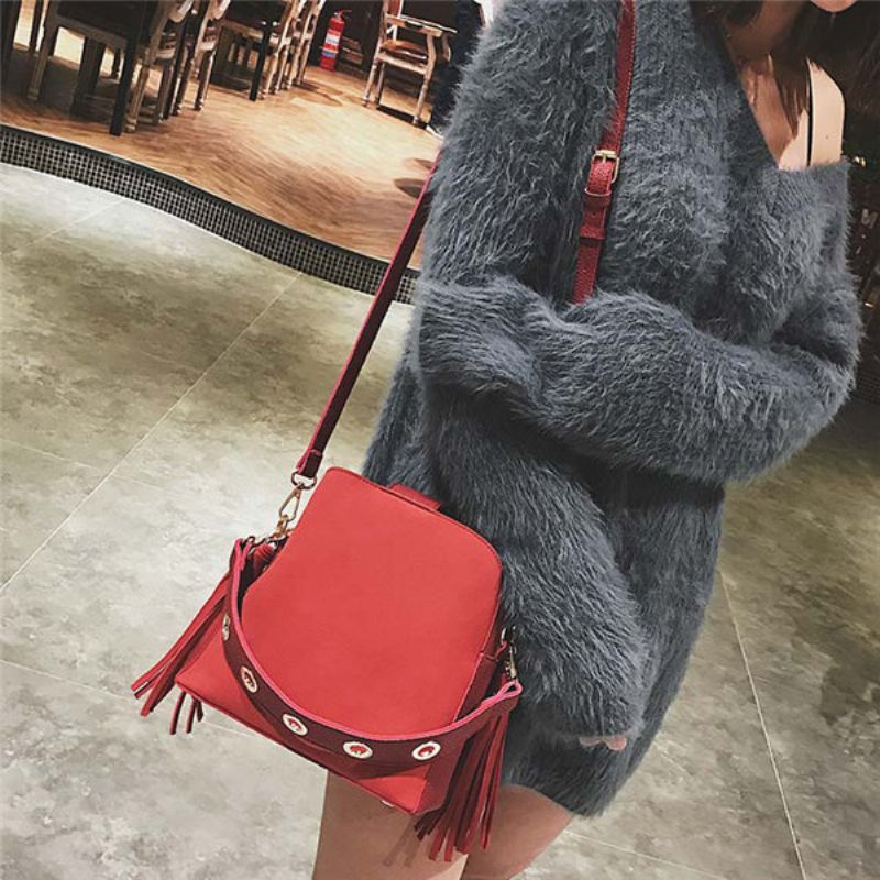 Tassel Bucket Bag Pu Kožna Torbica Torbe Na Rame Torba Preko Ramena Za Žene