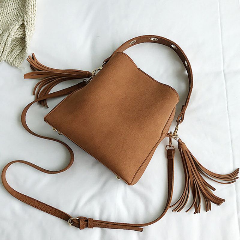 Tassel Bucket Bag Pu Kožna Torbica Torbe Na Rame Torba Preko Ramena Za Žene