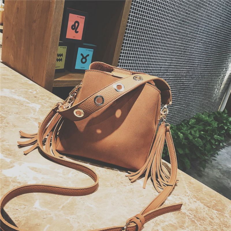 Tassel Bucket Bag Pu Kožna Torbica Torbe Na Rame Torba Preko Ramena Za Žene