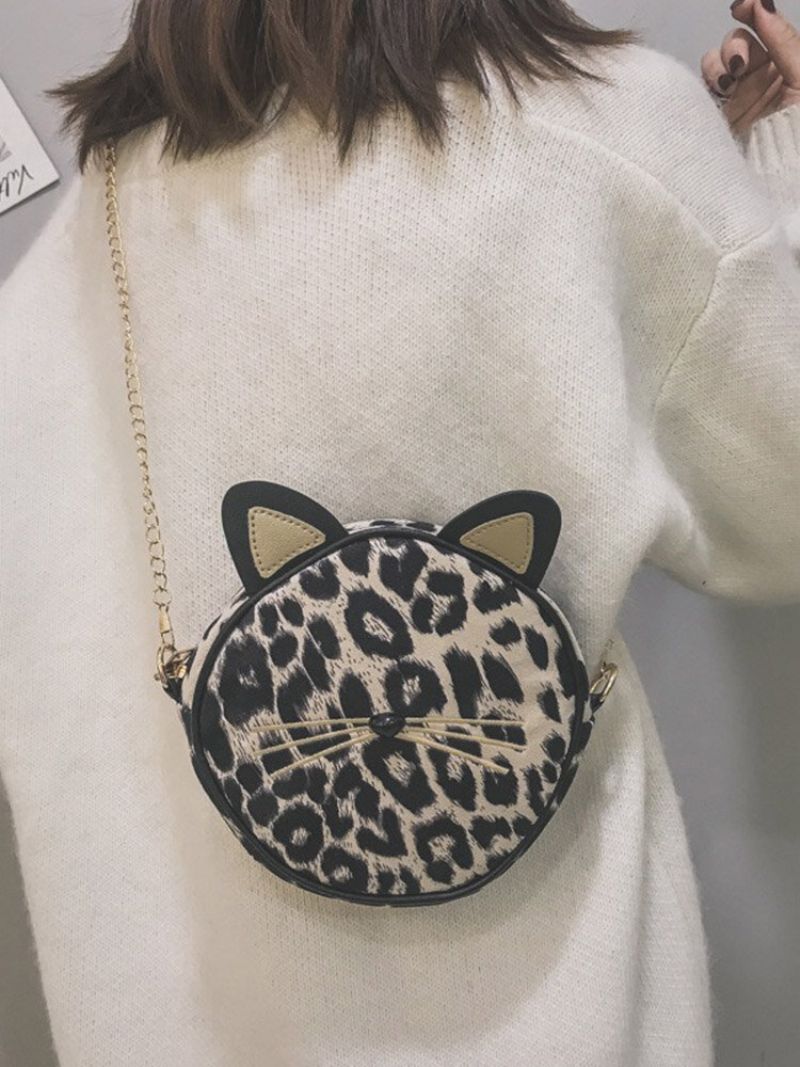 Ženska Plišana Okrugla Torba S Leopard Printom Na Rame