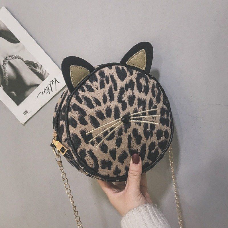 Ženska Plišana Okrugla Torba S Leopard Printom Na Rame