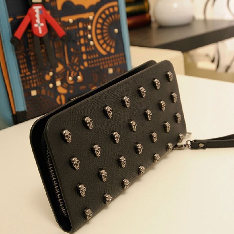 Ženska Torbica Vintage Punk Torba S Lubanjom Ženski Novčanici Od Pu Kože Duga Putna Clutch