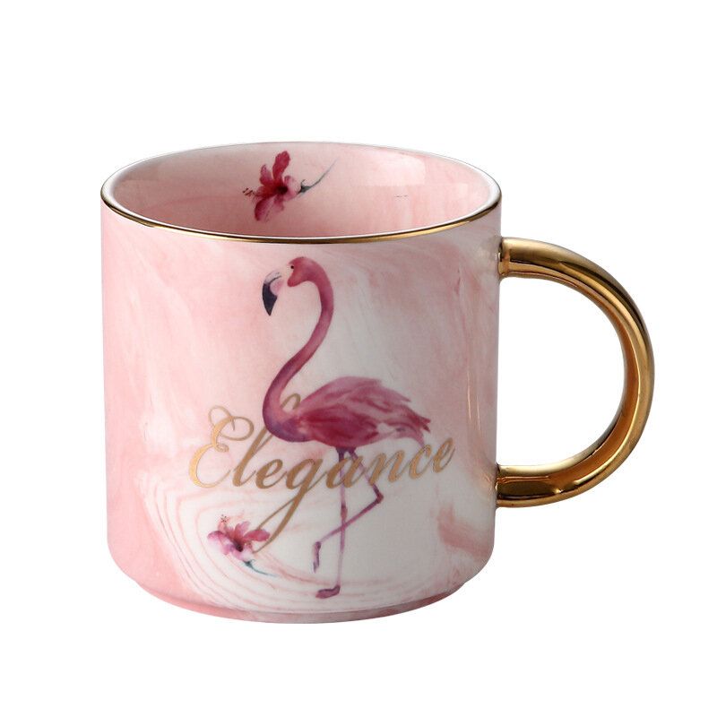 Keramička Šalica Za Kavu S Uzorkom Romantične Ptice Flamingosa