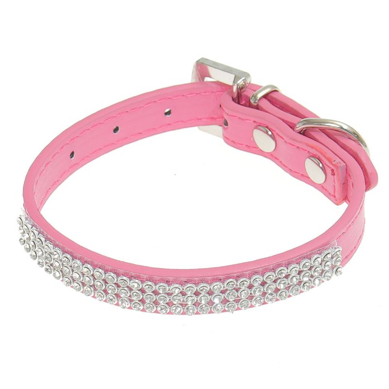 Rhinestones Diamante Crystal Band Pu Kožna Bling Puppy Dog Cat Ogrlica Za Kućne Ljubimce