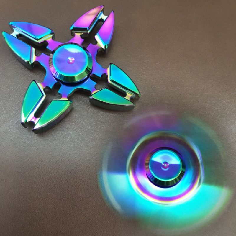 4 Point Rainbow Aluminium Fidget Hand Spinner Finger Toy Edc Focus Kids Adult