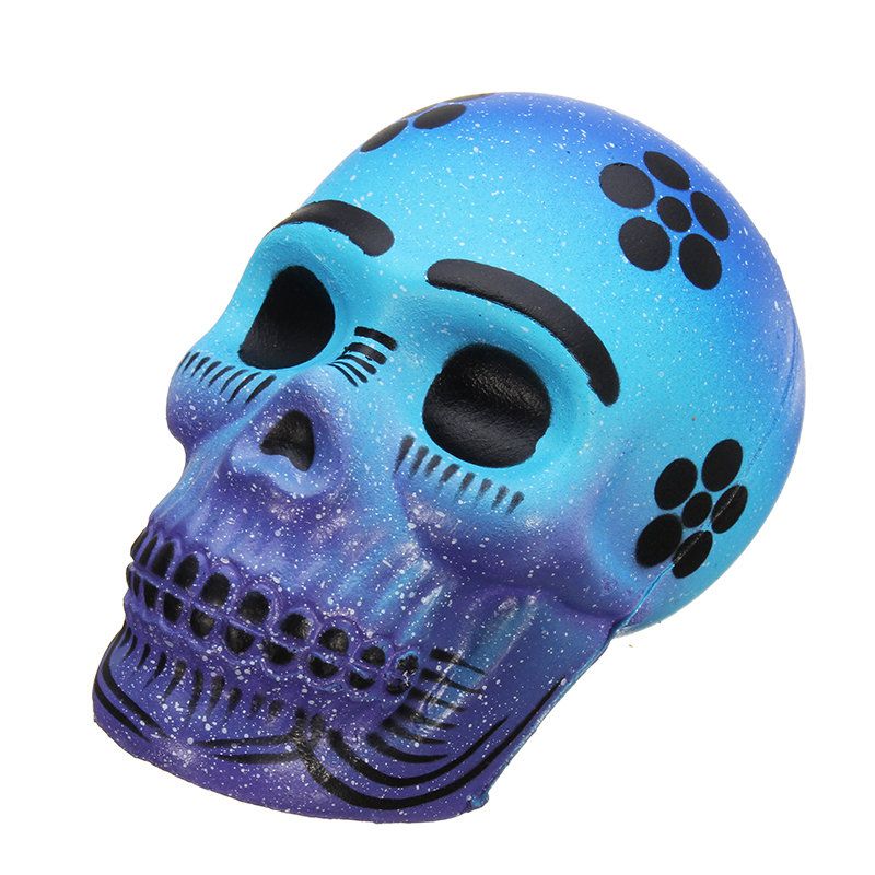 Chameleon Squishy Skull Glava Kostura 10 cm Dekoracija Za Noć Vještica Sporo Raste S Pakiranjem Poklon Igračka