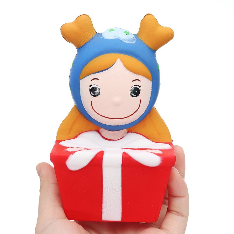 Kawaii Christmas Elk Girl Squishy Slow Rising Mekana Kolekcija Poklona S Pakiranjem