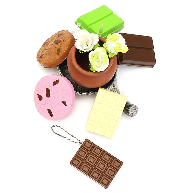 Kawaii Squishy Tag Toys Crack Chocolate Bar Biscuit Cracker Zvučna Kolekcija Poklon Dekor Igračka