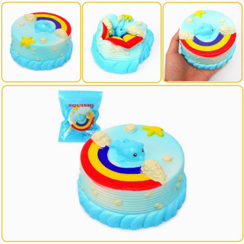 Ne Ne Squishy Jumbo Ocean Rainbow Cake Dolphin Star Slow Rising Original Ambalaža Decor Poklon Igračka