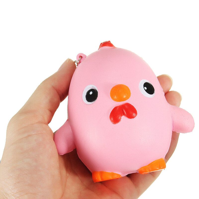 Squishy Pink Chicken Jumbo 10cm Slow Rising Collection Gift Decor Mekana Igračka Remen Za Torbu Za Telefon