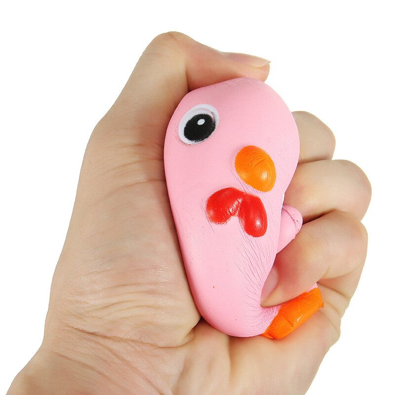 Squishy Pink Chicken Jumbo 10cm Slow Rising Collection Gift Decor Mekana Igračka Remen Za Torbu Za Telefon