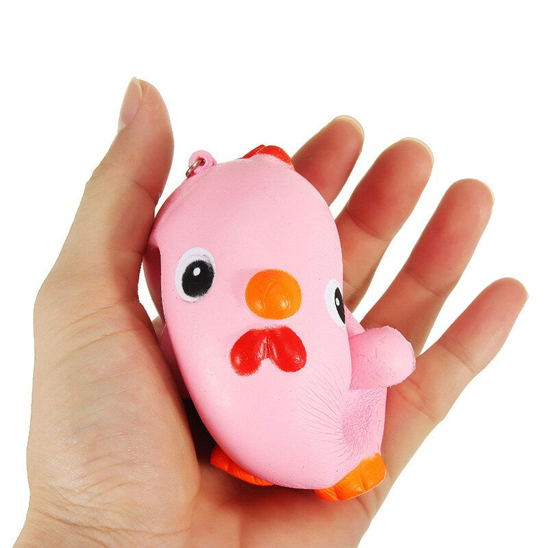 Squishy Pink Chicken Jumbo 10cm Slow Rising Collection Gift Decor Mekana Igračka Remen Za Torbu Za Telefon