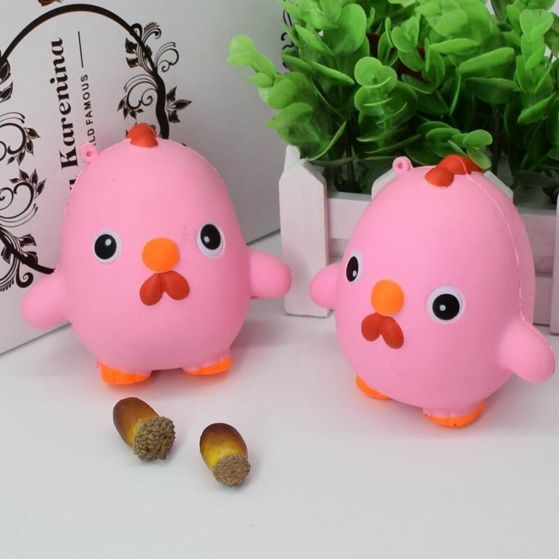 Squishy Pink Chicken Jumbo 10cm Slow Rising Collection Gift Decor Mekana Igračka Remen Za Torbu Za Telefon