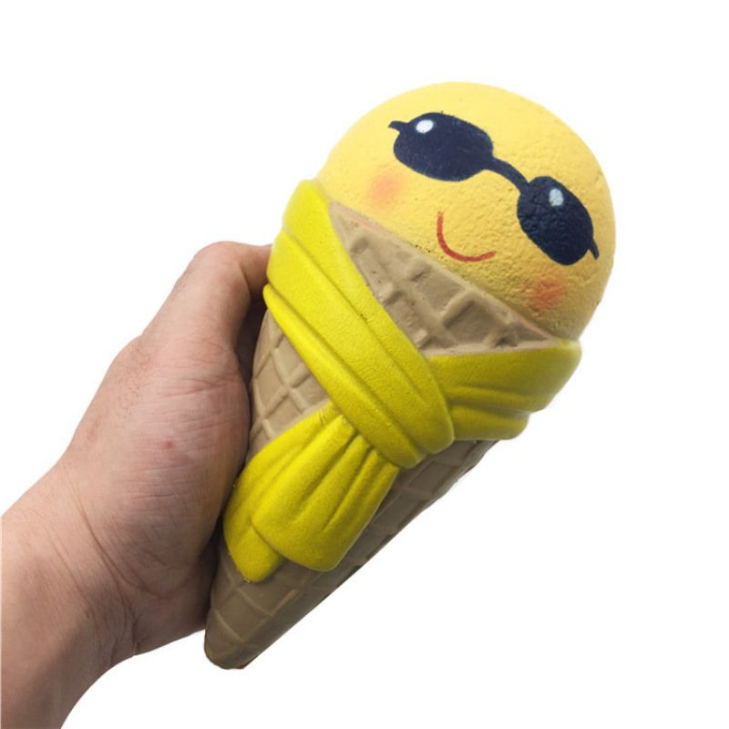 Squishy Zabavni Sladoled Sa Sunčanim Naočalama Šalom 18 cm Sporo Raste S Pakiranjem Poklon Za Kolekciju