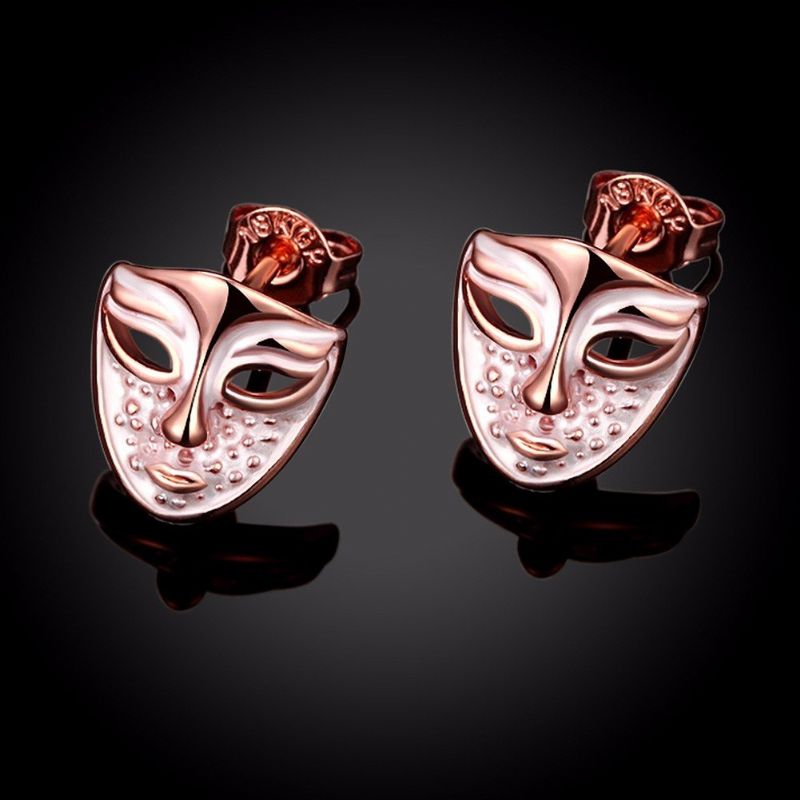 Inalis® Simple Style Rose Gold Mask Oil Drip Unisex Naušnice