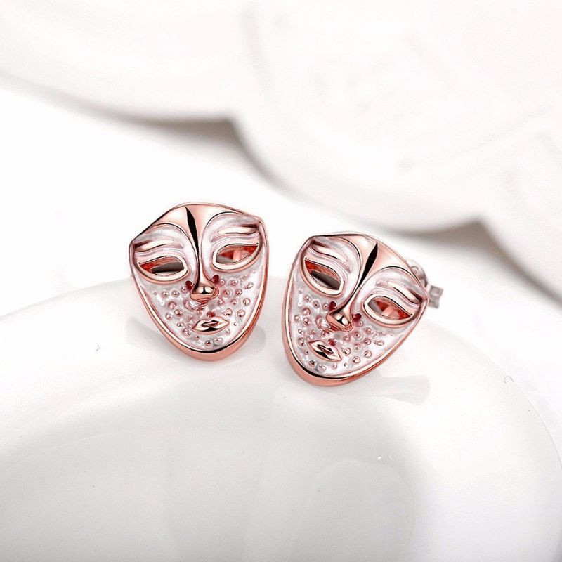 Inalis® Simple Style Rose Gold Mask Oil Drip Unisex Naušnice