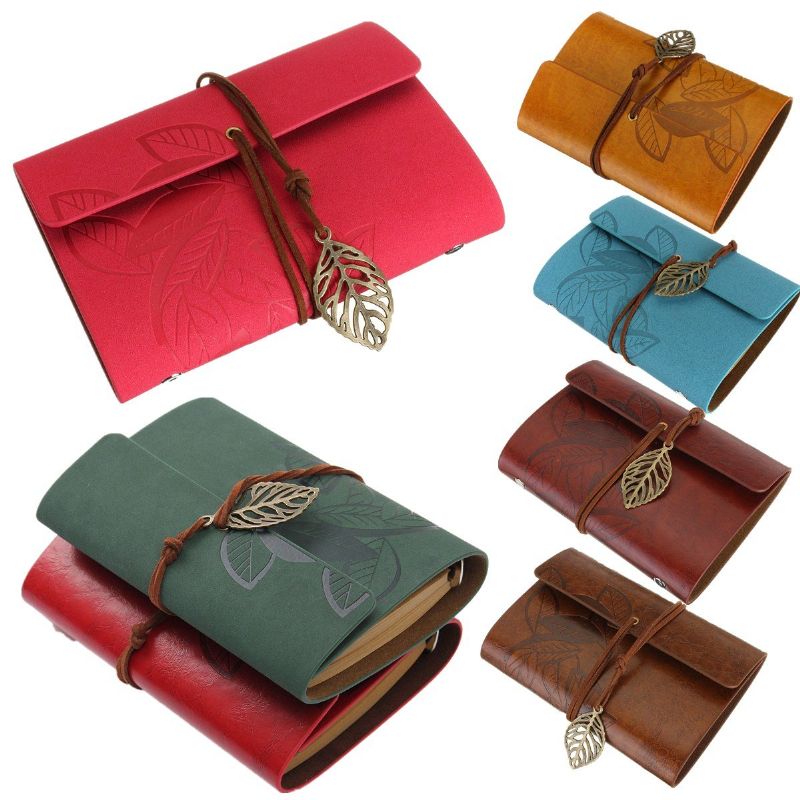 Meki Uvez Vintage Leaf Leather Blank Kraft Travel Journal Bilježnica Dnevnik Planer Darovi Za Djecu