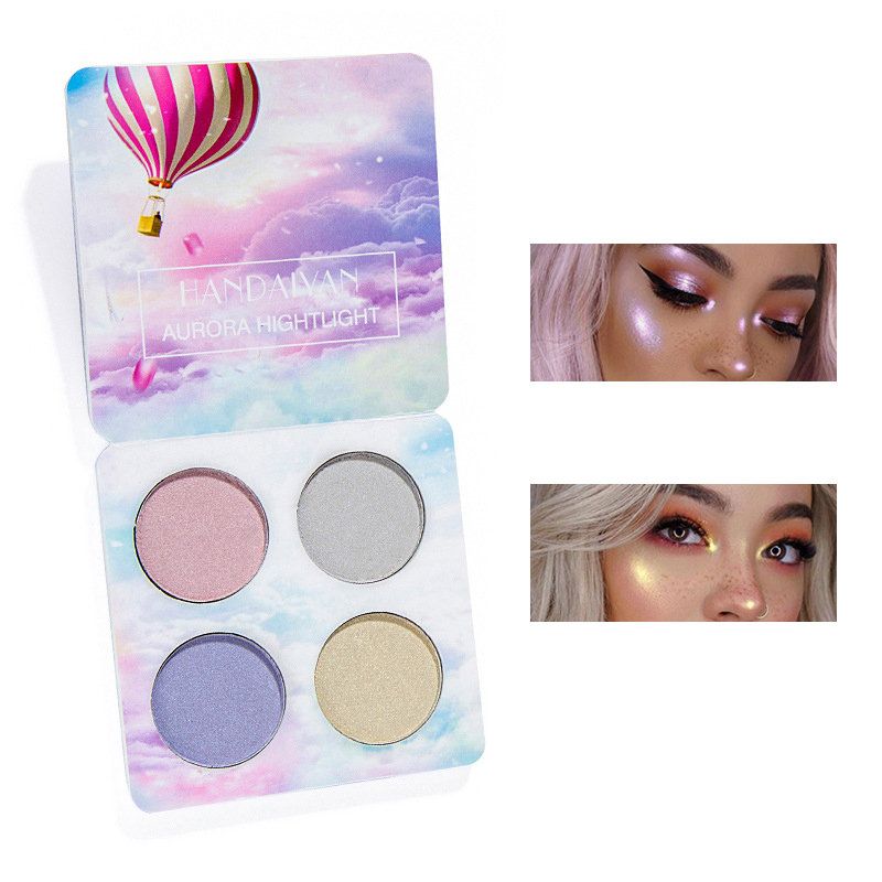 4 Colours Highlight Palette Shimmer Glitter Eye Shadow Glow Paleta Pudera Za Lice Kozmetika Za