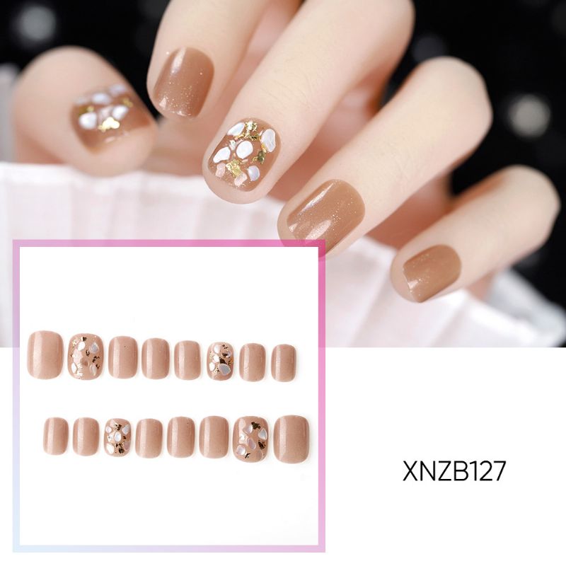 Smeđa Platinasta Školjka Lažna Naljepnica Za Nokte Nošenje Gotovih Noktiju Nail Art Patch Uklonite Naljepnicu Za